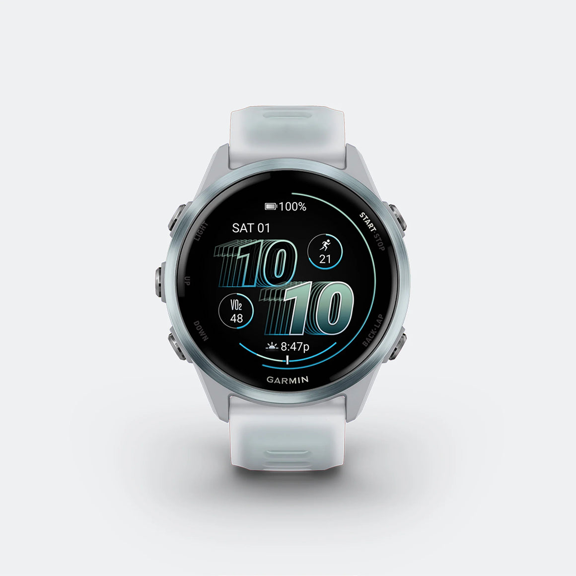 Garmin - Forerunner 570 - 42mm - Cloud Blue Aluminum w/Translucent Whitestone-Cloud Blue Band - Up There Athletics