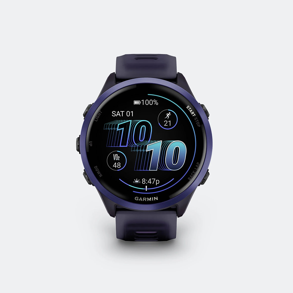 Garmin - Forerunner 570 - 47mm - Indigo Aluminum w/Translucent Imperial Purple-Indigo Band - Up There Athletics