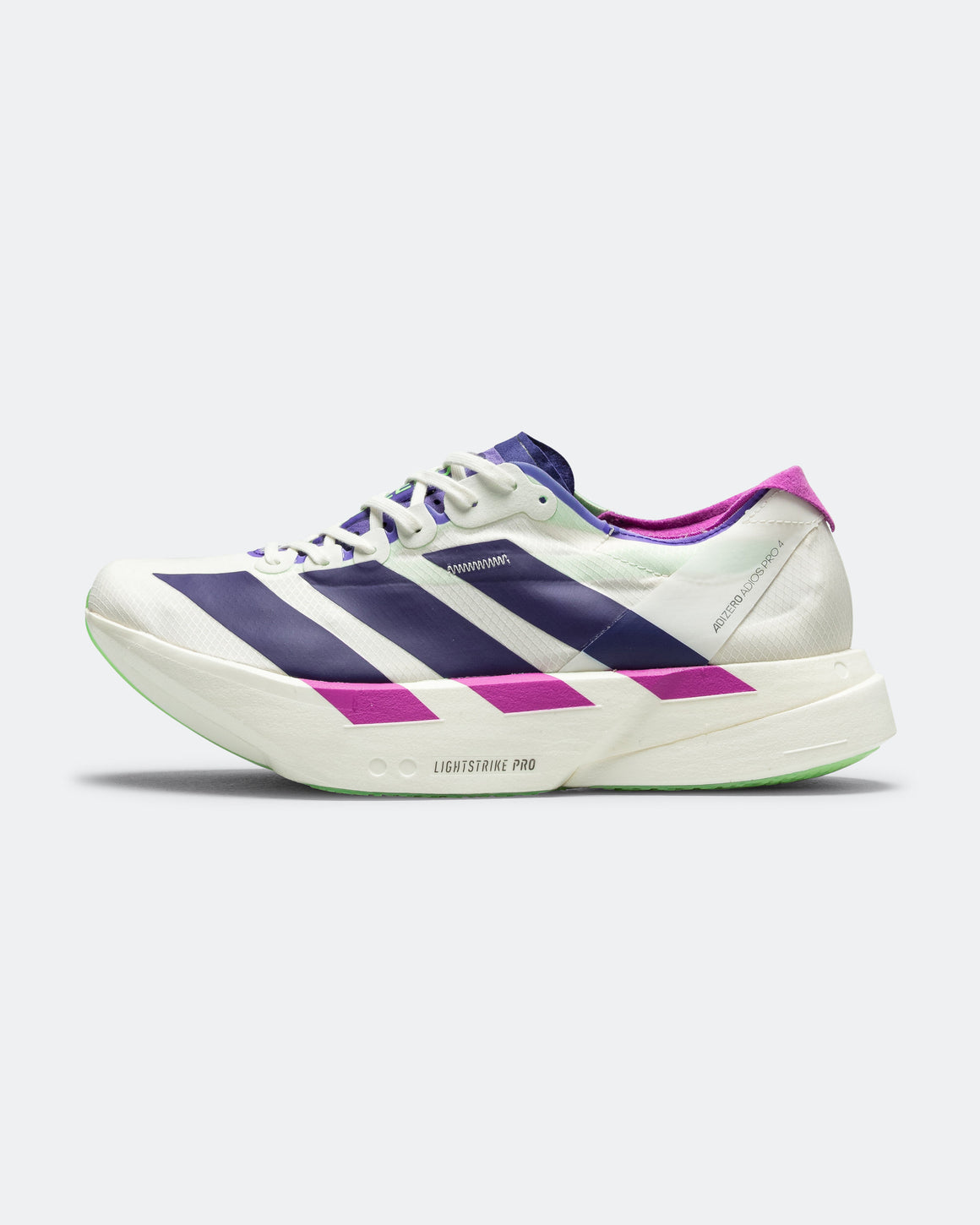 adidas - Mens Adizero Adios Pro 4 - Core White/Collegiate Purple-Lime Burst - Up There Athletics