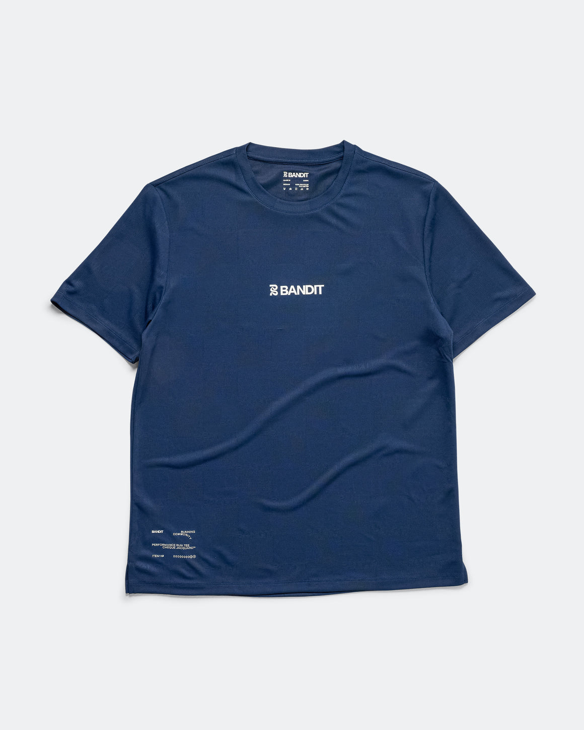 Bandit Running - Bandit Cheque Jacquard Short Sleeve Tee - NY Navy - Up There Athletics