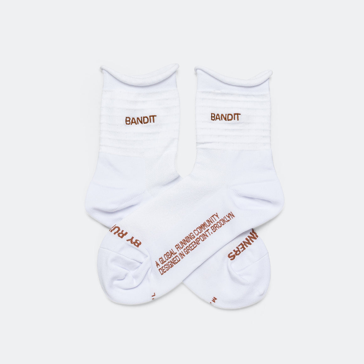 Bandit Running - Grid Knit Run Socks 2 Pack - White/Baked Clay - Up There Athletics