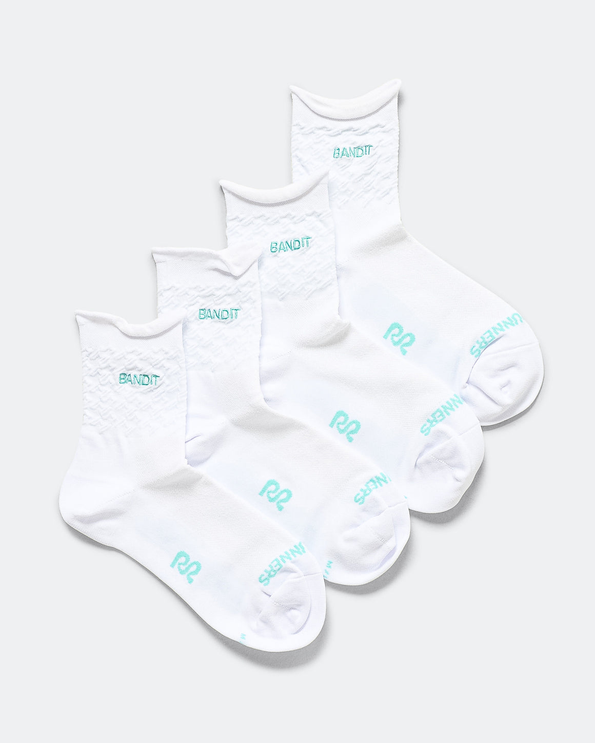 Bandit Running - Grid Knit Run Socks 2 Pack - White/Vintage Blue - Up There Athletics