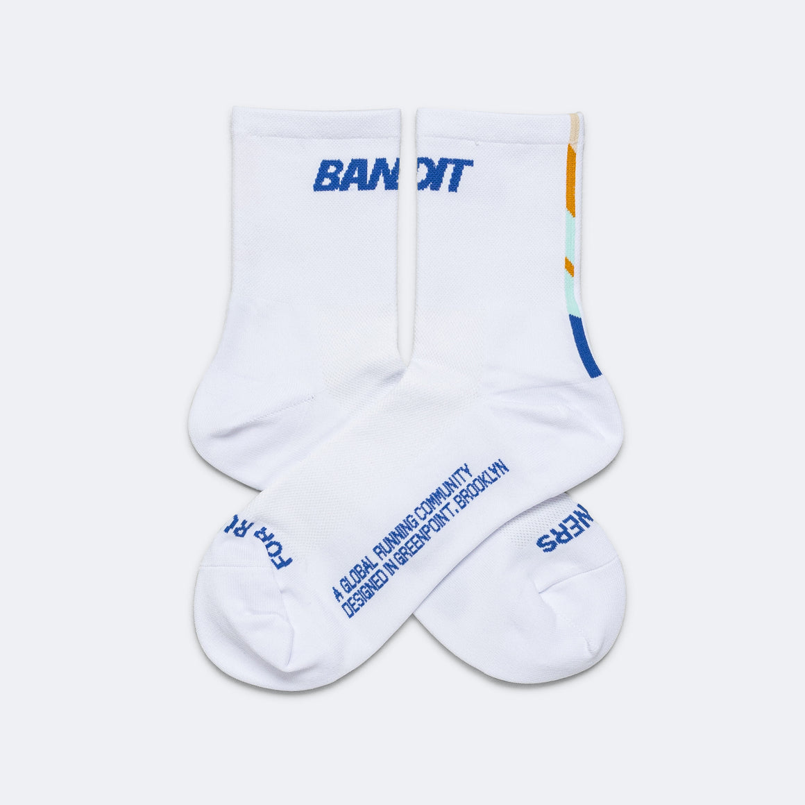 Bandit Running - Lite Run Socks 2 Pack - White/Deep Peri Blue - Up There Athletics
