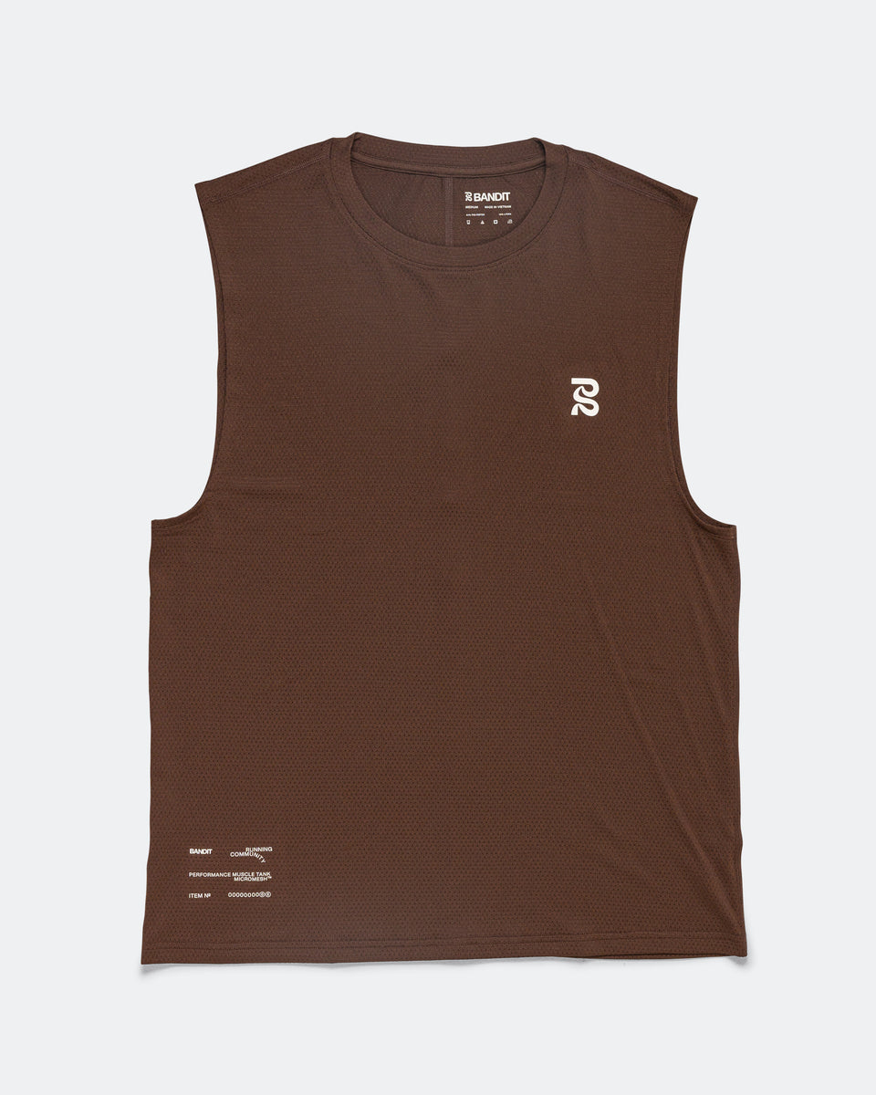 Bandit Running - Mens MicroMesh Muscle Tank - Cacao | Up There
