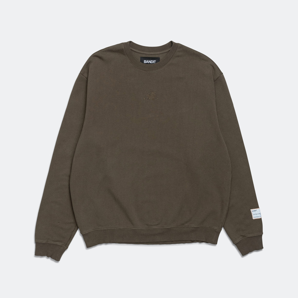 Bandit Running - Cotton Fleece Crewneck - Dark Fatigue - Up There Athletics