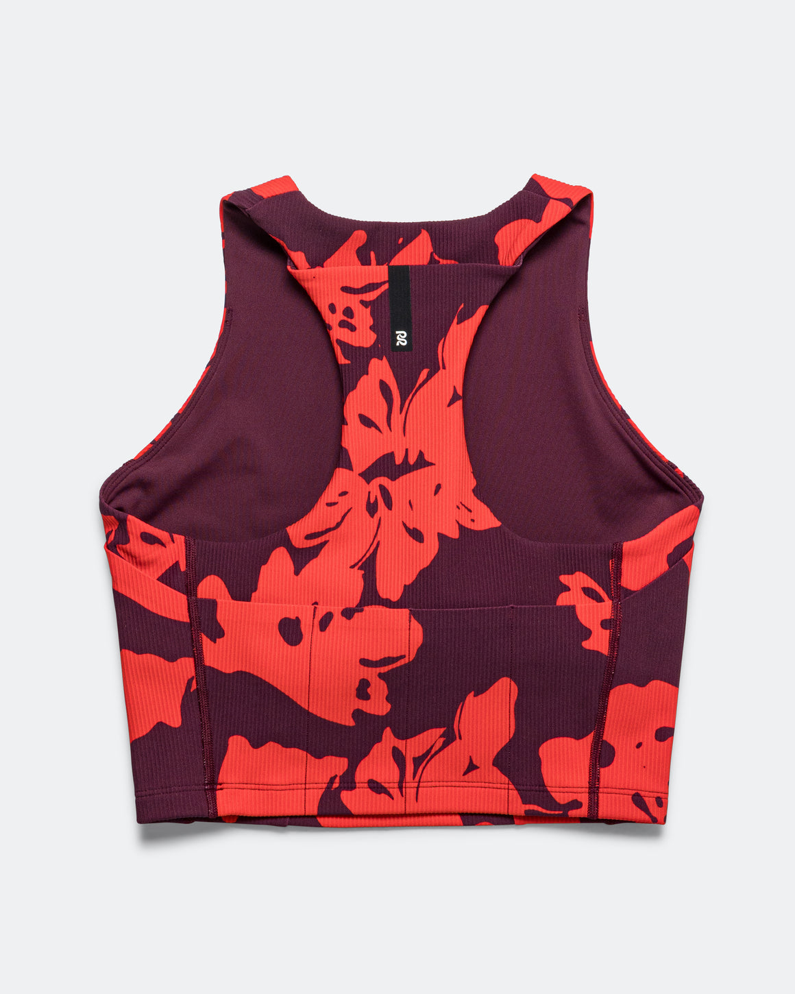 Bandit Running - Womens Cadence Zip Front Race Crop - Fig/Intense Red-Abstract Floral - Up There Athletics