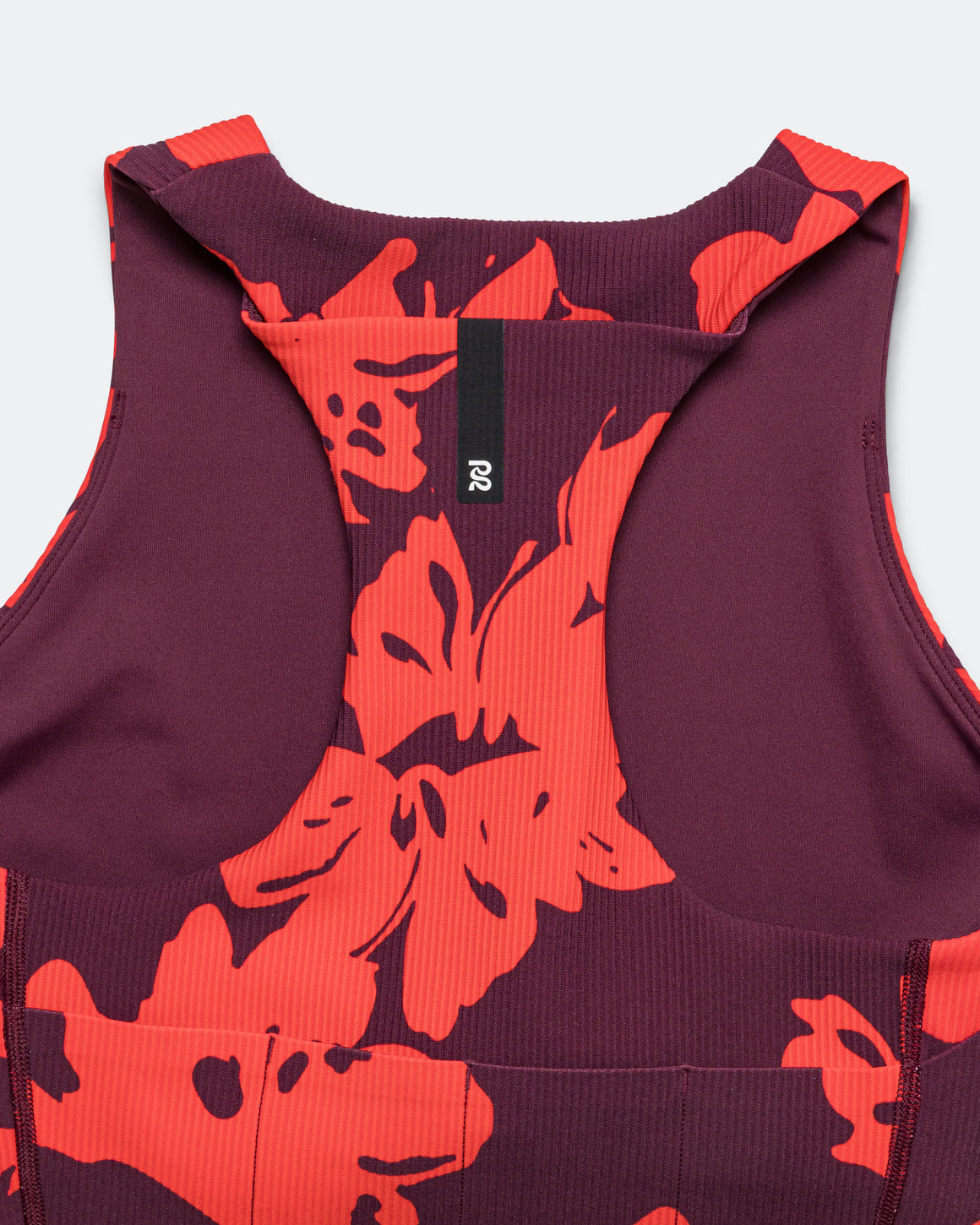 Bandit Running - Womens Cadence Zip Front Race Crop - Fig/Intense Red-Abstract Floral - Up There Athletics