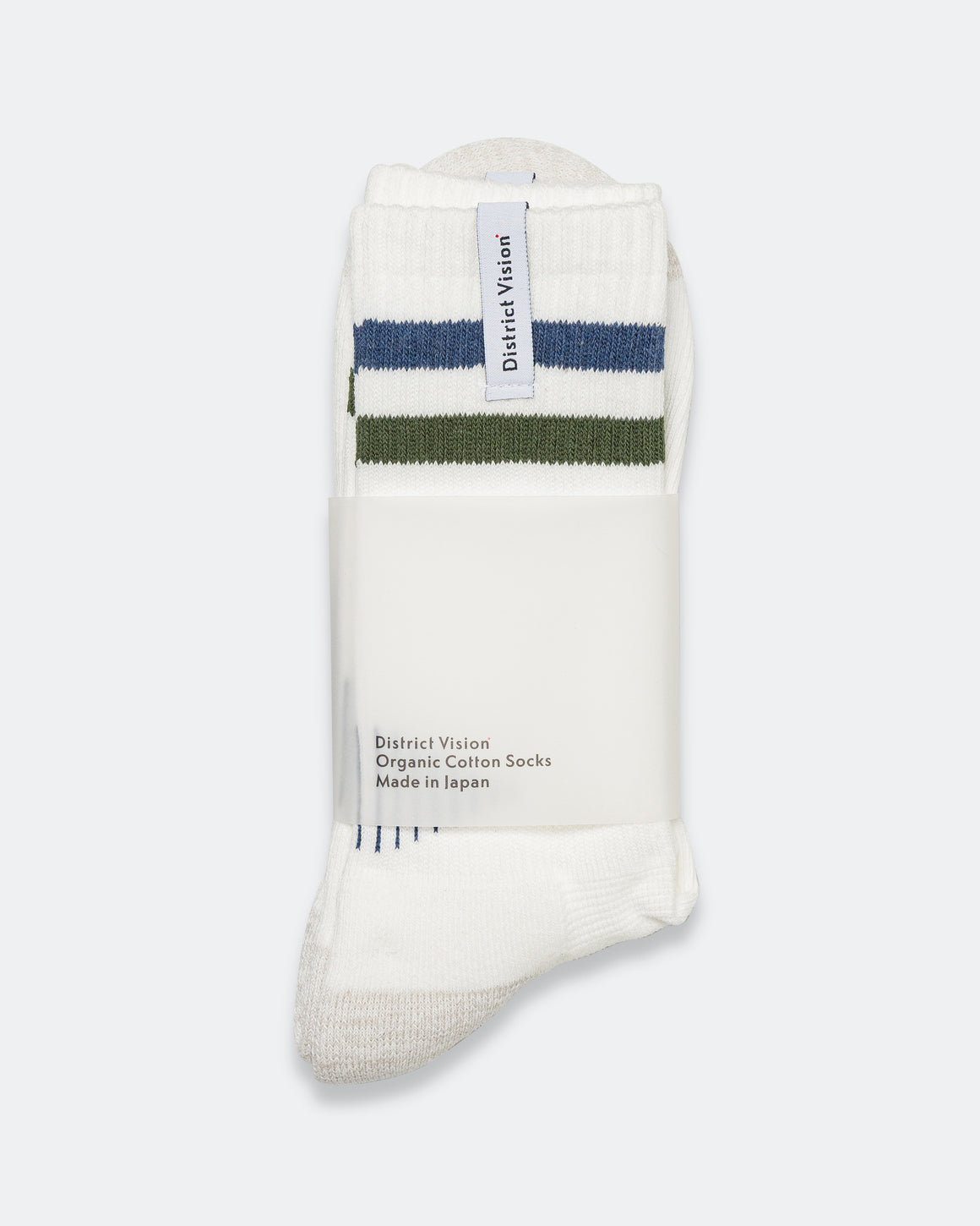 District Vision - Japanese Organic Cotton Socks - White/Navy - Up There Athletics
