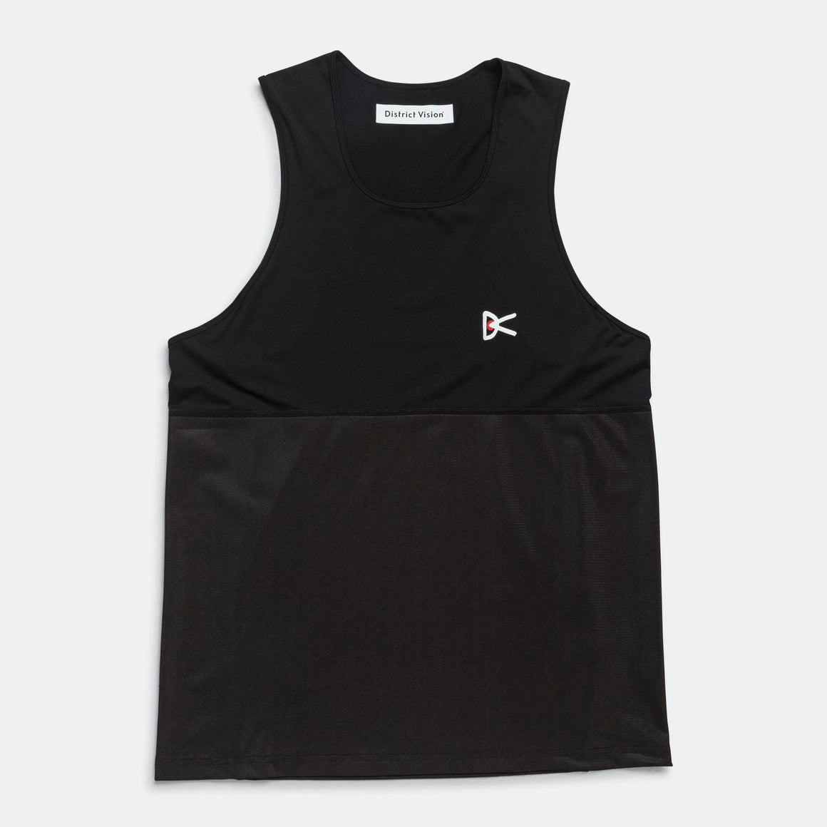 District Vision - Mens Panelled Mesh Singlet - Black - Up There Athletics