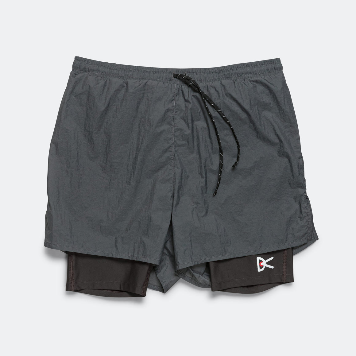 District Vision - Mens Ripstop Layered Trail Shorts - Charcoal/Slate Brown - Up There Athletics