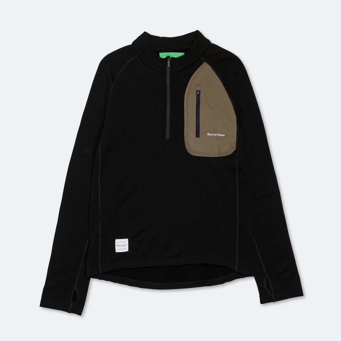District Vision - Mens Half-Zip Merino Grid Fleece - Black - Up There Athletics