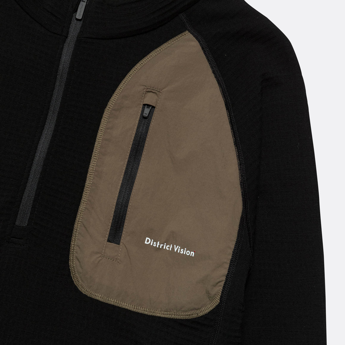 District Vision - Mens Half-Zip Merino Grid Fleece - Black - Up There Athletics