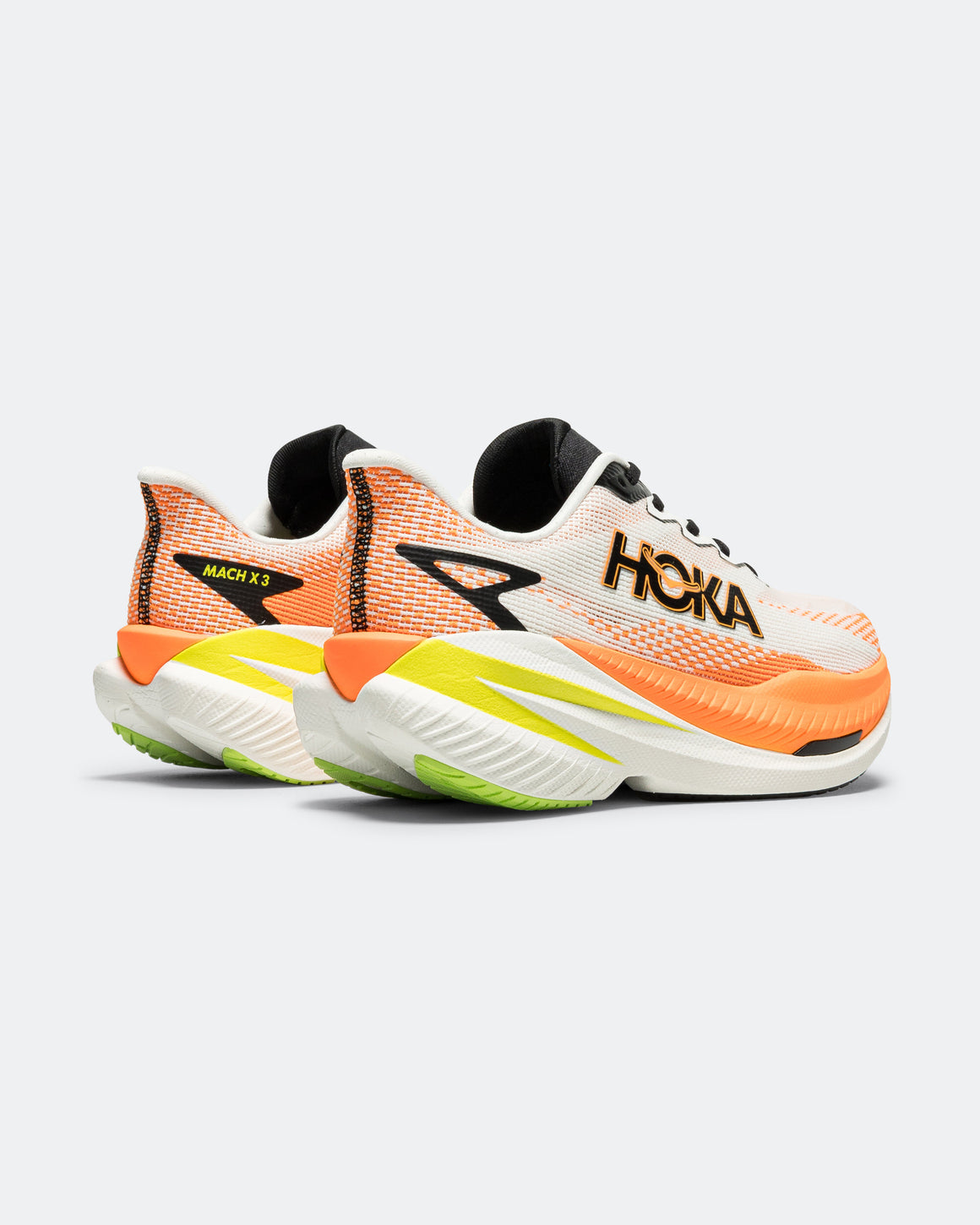 HOKA - Mens Mach X 3 - White/Neon Tangerine - Up There Athletics
