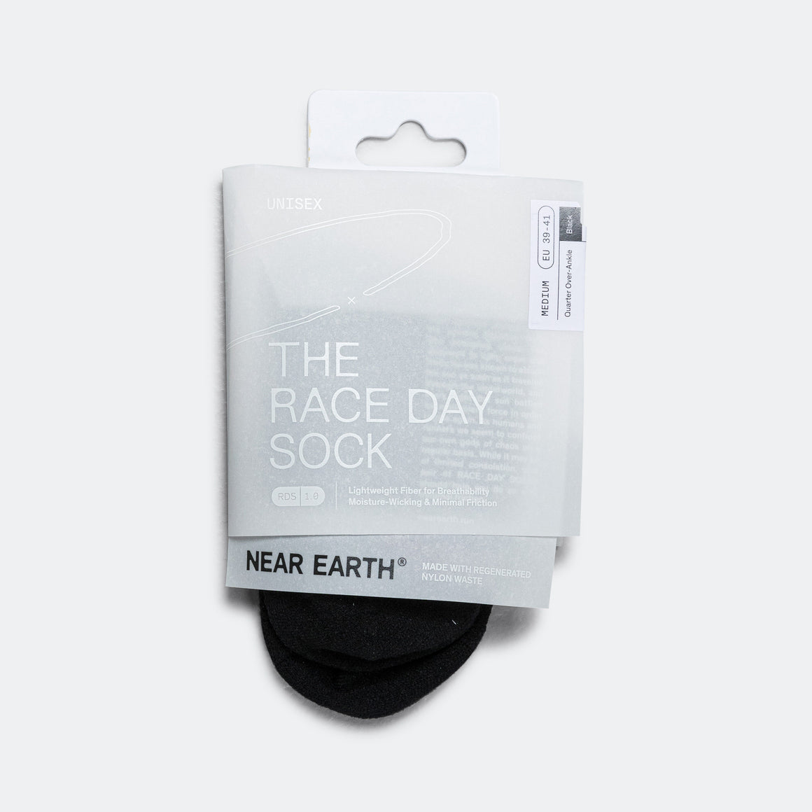 Near Earth - The Race Day Sock Quarter - Black - Up There Athletics