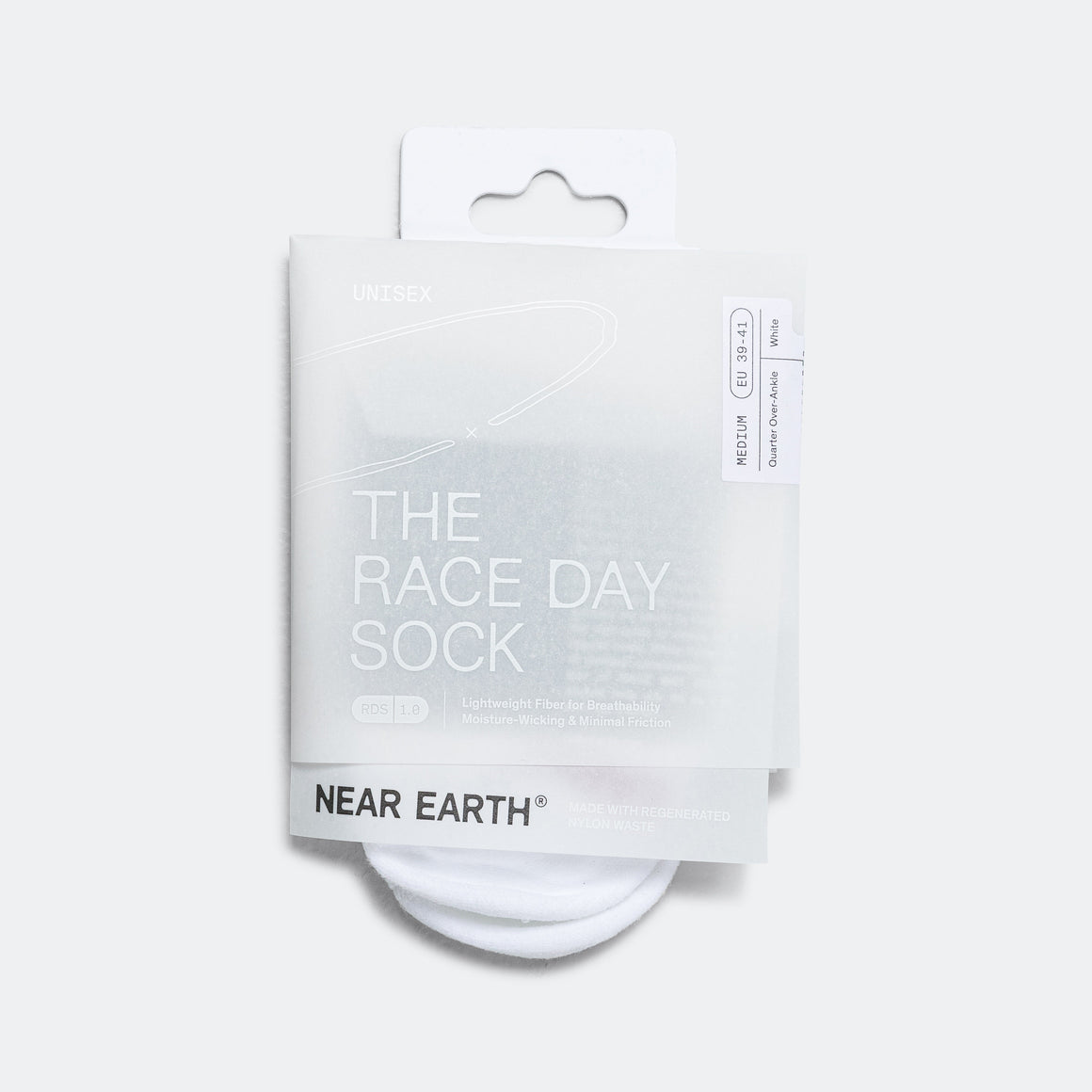 Near Earth - The Race Day Sock Quarter - White - Up There Athletics