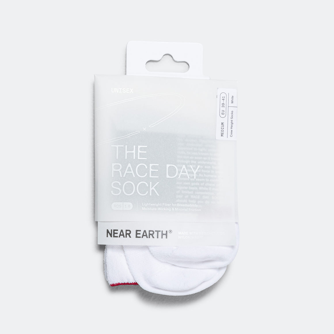 Near Earth - The Race Day Sock Crew - White - Up There Athletics