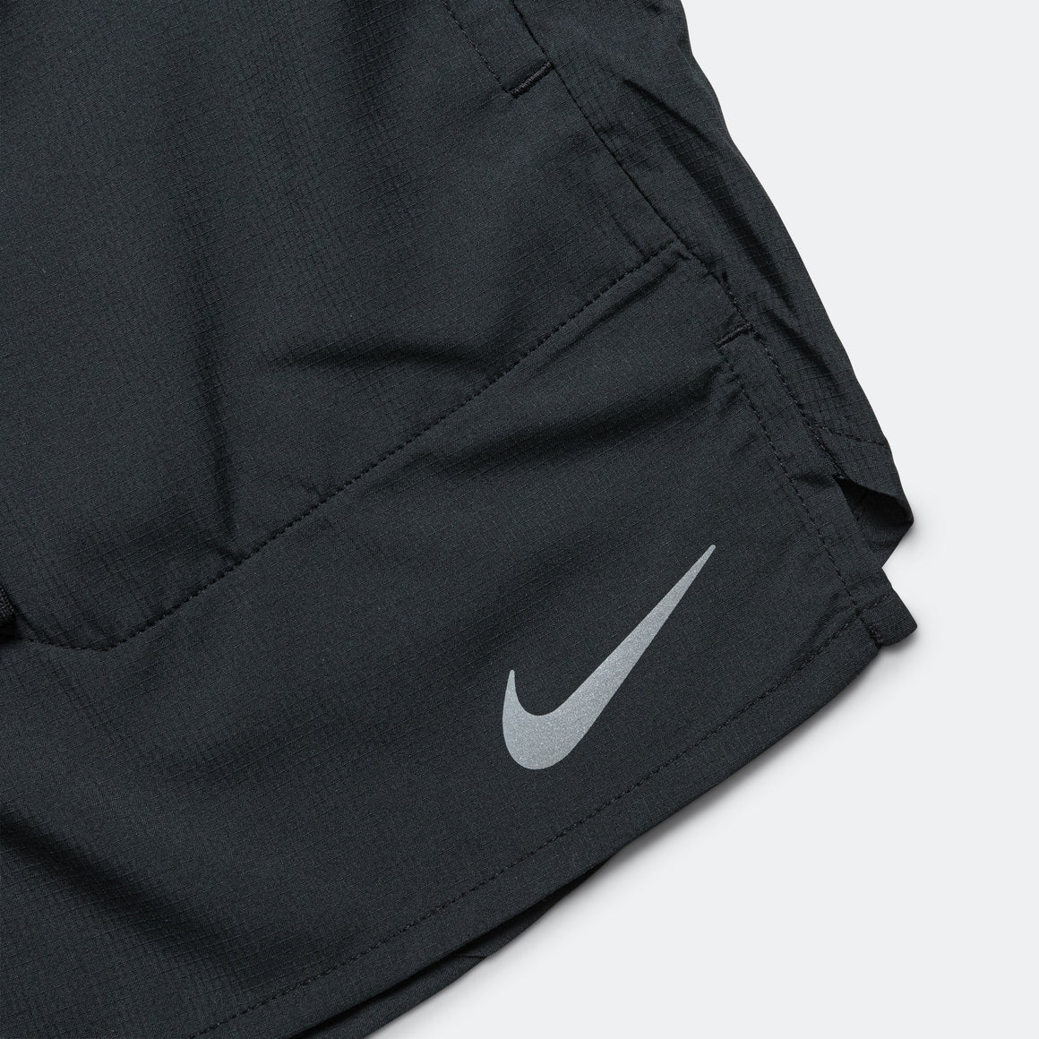Nike - Mens 5in Brief Lined Running Shorts - Black/Black-Reflective Silver - Up There Athletics
