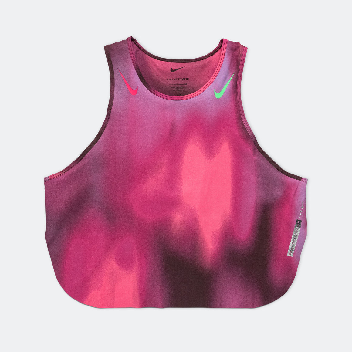 Nike - Womens Dri-FIT ADV Aeroswift Crop Tank 'Faith Kipyegon Breaking4' - Fuchsia/Burgundy-Green Shock - Up There Athletics
