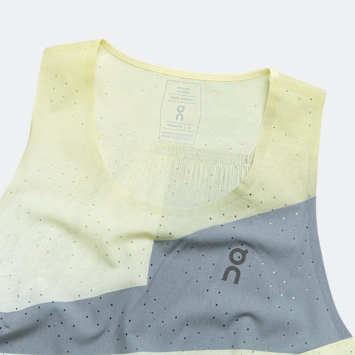 On Running - Womens Race Singlet - Limelight/Glacier - Up There Athletics