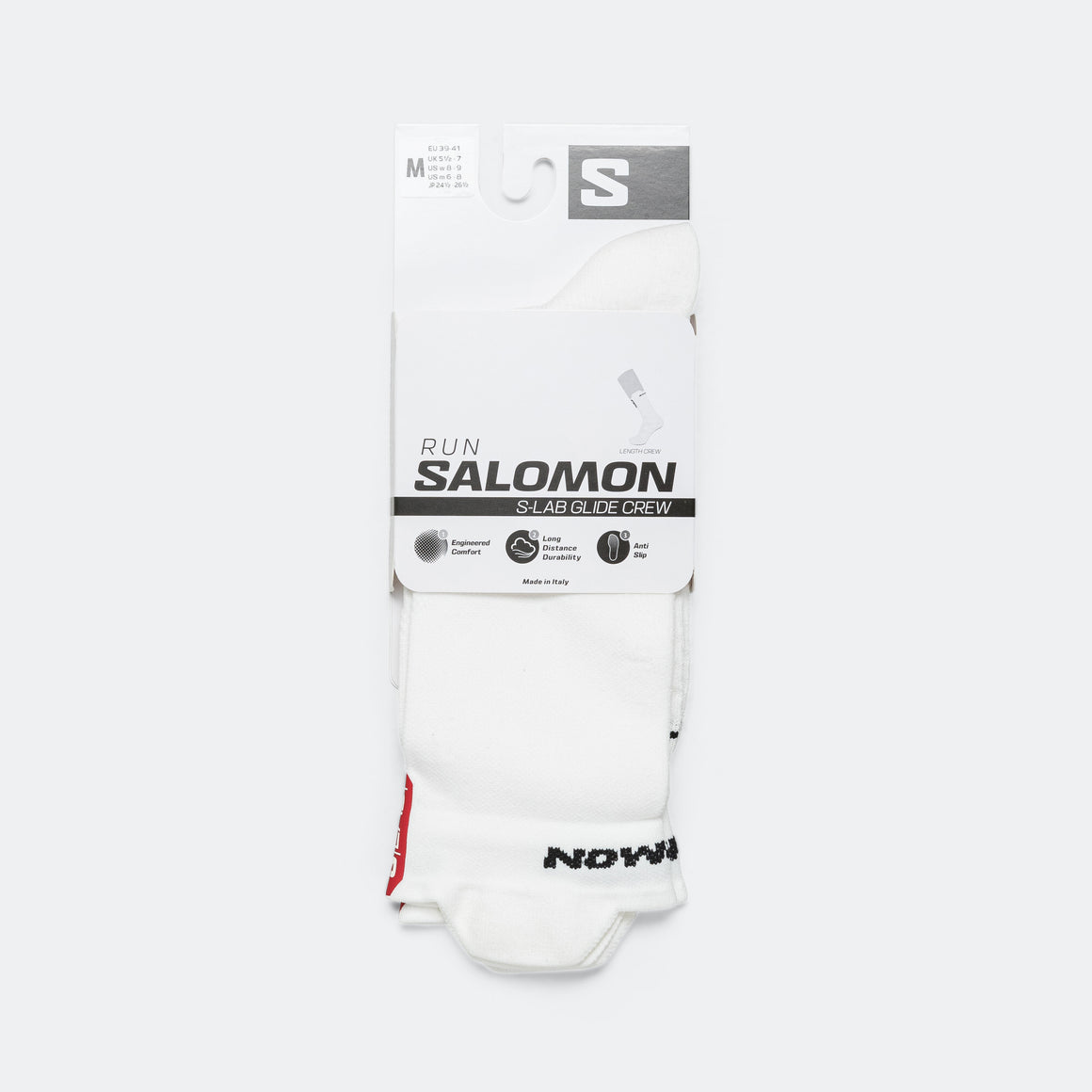 Salomon - S/Lab Glide Crew Socks - Vanilla Ice/Pompeian Red - Up There Athletics