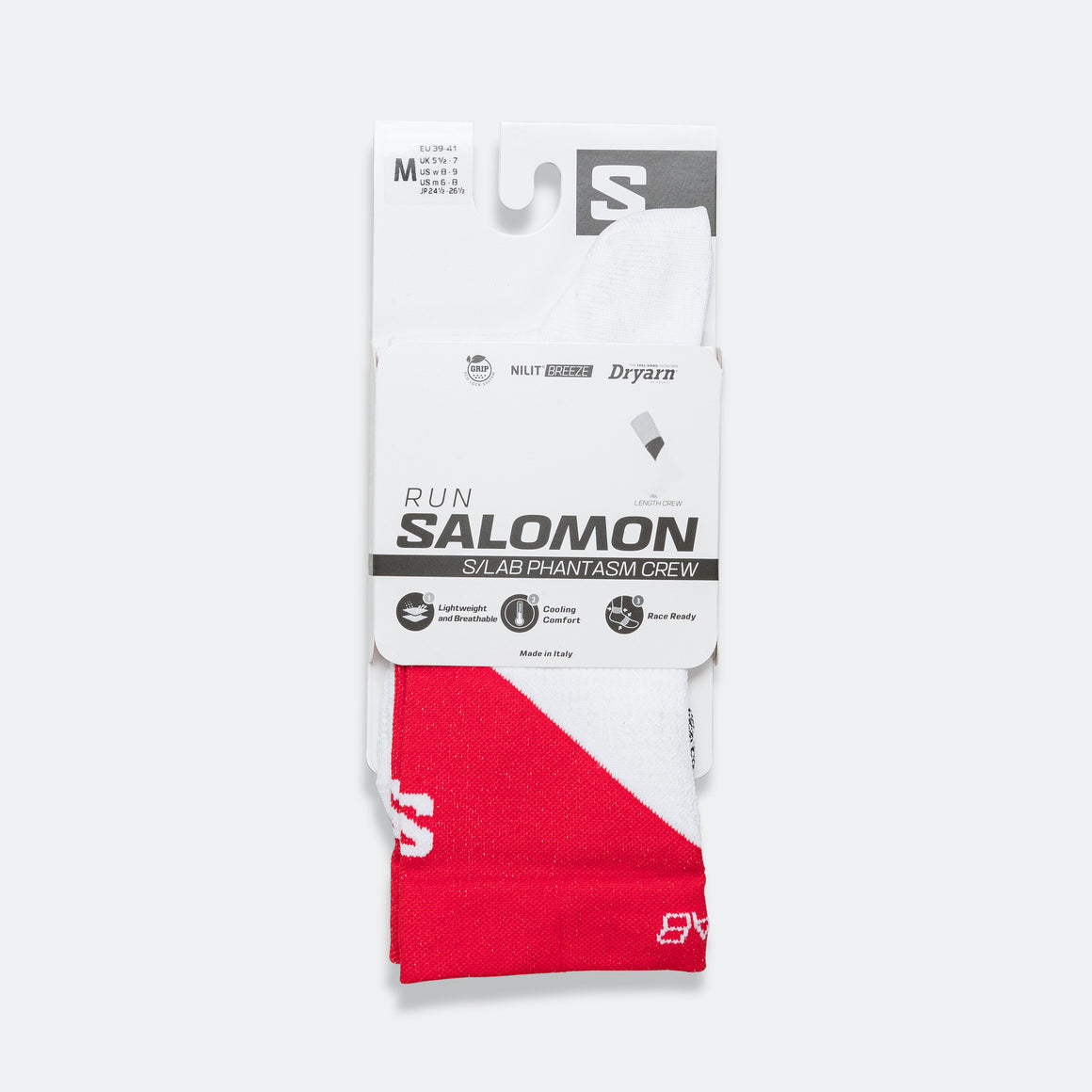Salomon - S/Lab Phantasm Crew Socks - White/Fiery red - Up There Athletics