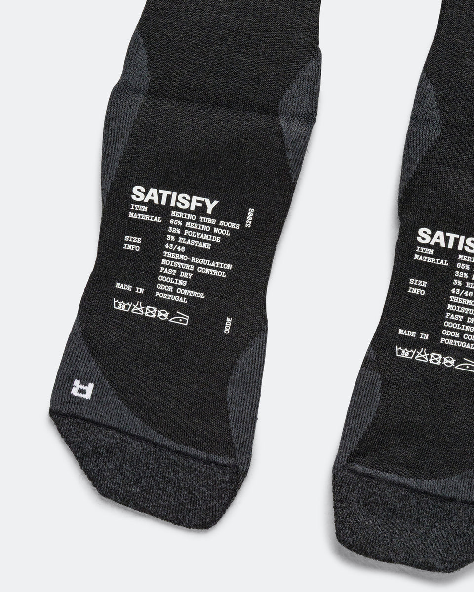Satisfy - Merino Nylon Tube Socks - Black | Up There Athletics