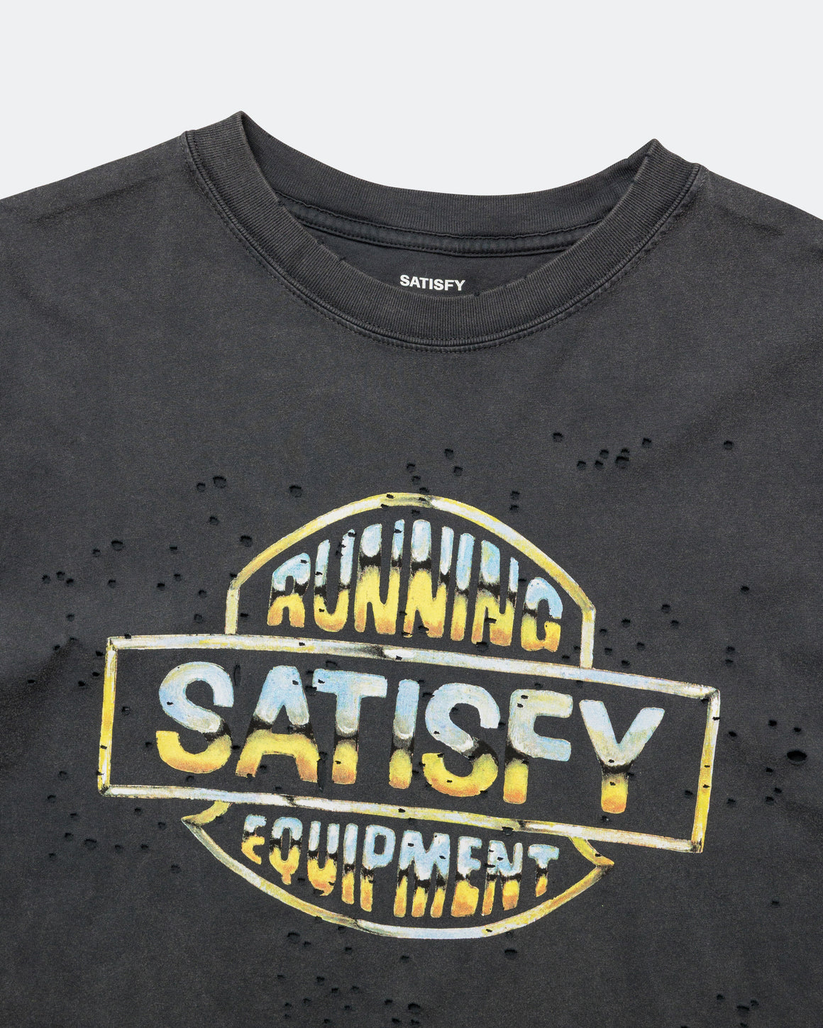 Satisfy - MothTech 'Running Equipment' T-Shirt - Aged Black - Up There Athletics