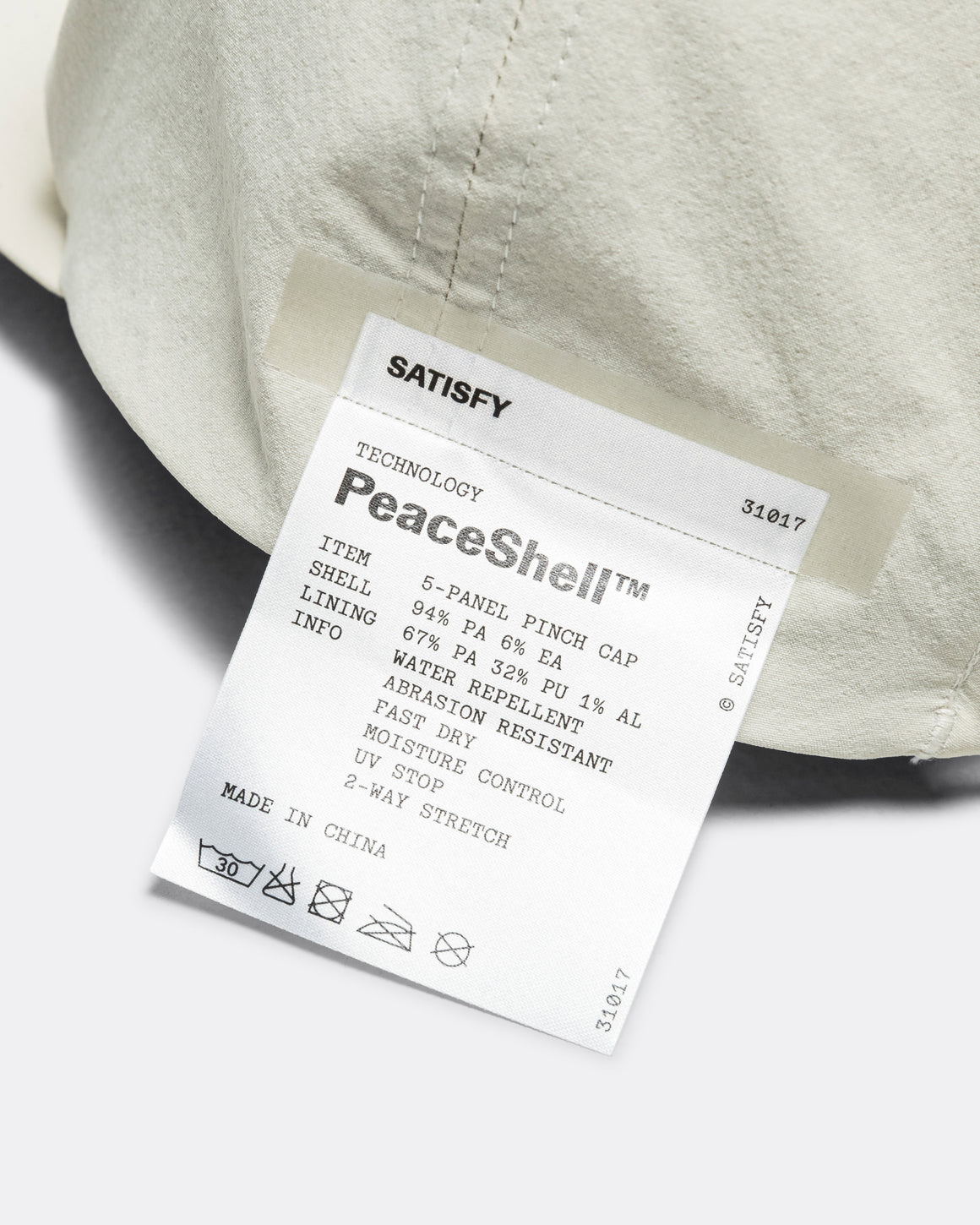Satisfy - PeaceShell 5 Panel Pinch Cap - Off-White - Up There Athletics