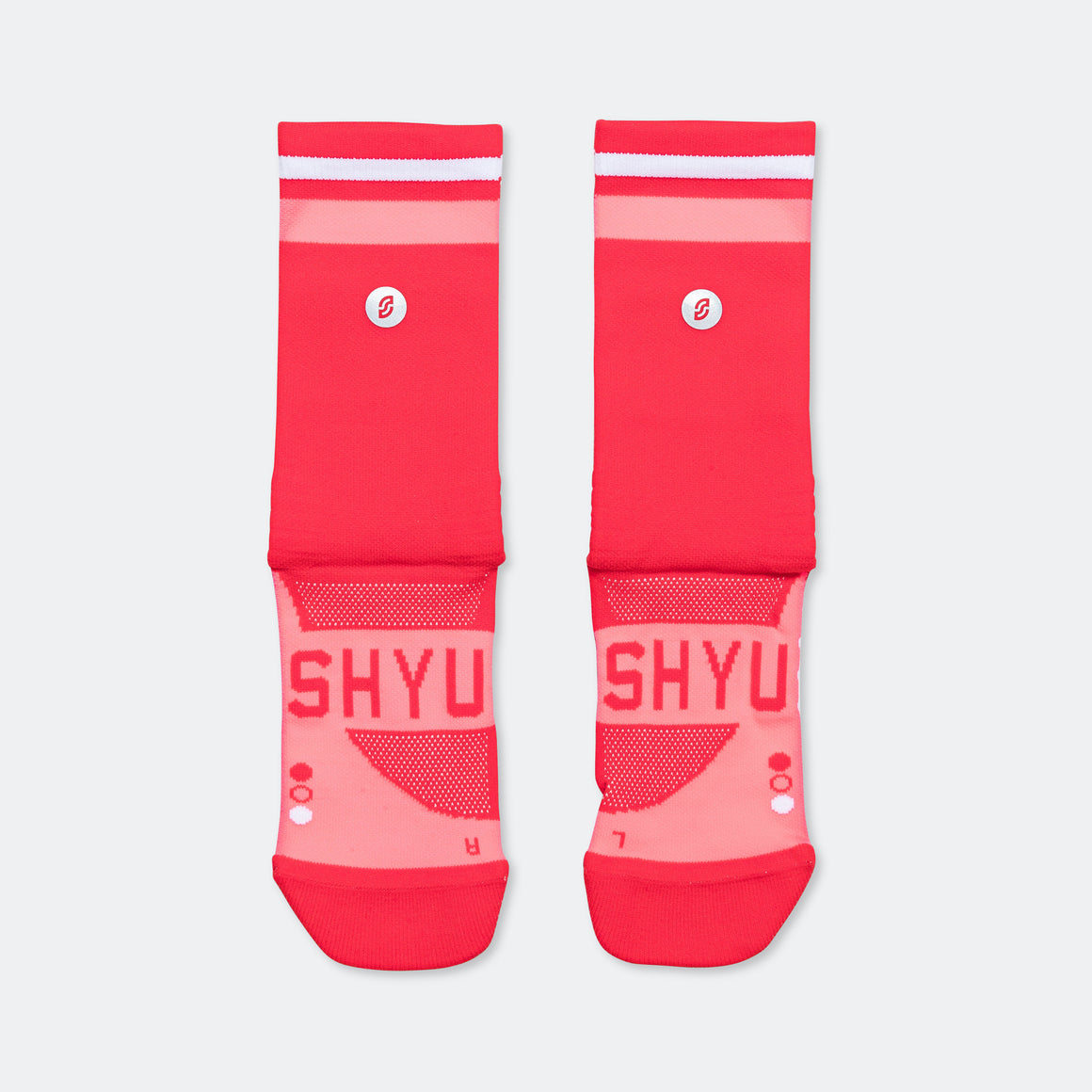 Shyu - Half Crew Racing Socks - Red/Pink/White - Up There Athletics