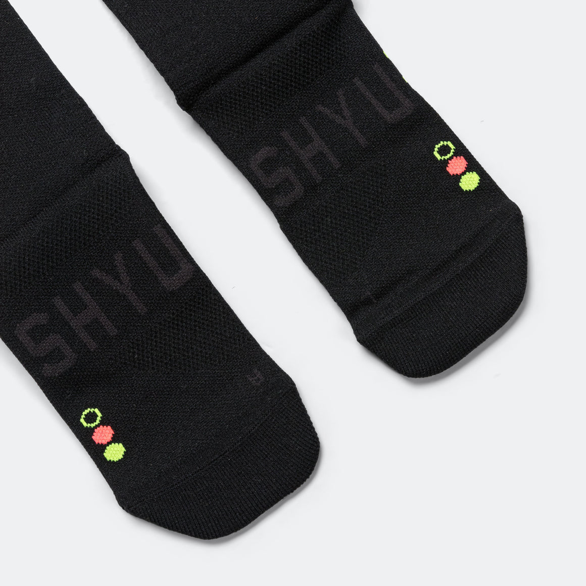 Shyu - Half Crew Racing Socks - Black/Red-Neon - Up There Athletics