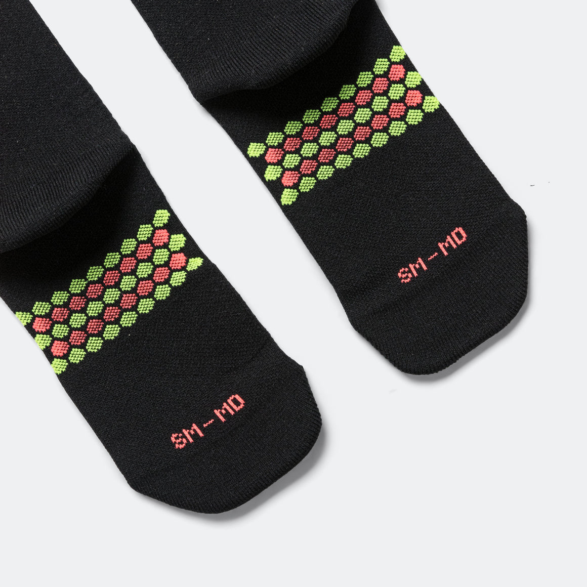 Shyu - Half Crew Racing Socks - Black/Red-Neon - Up There Athletics