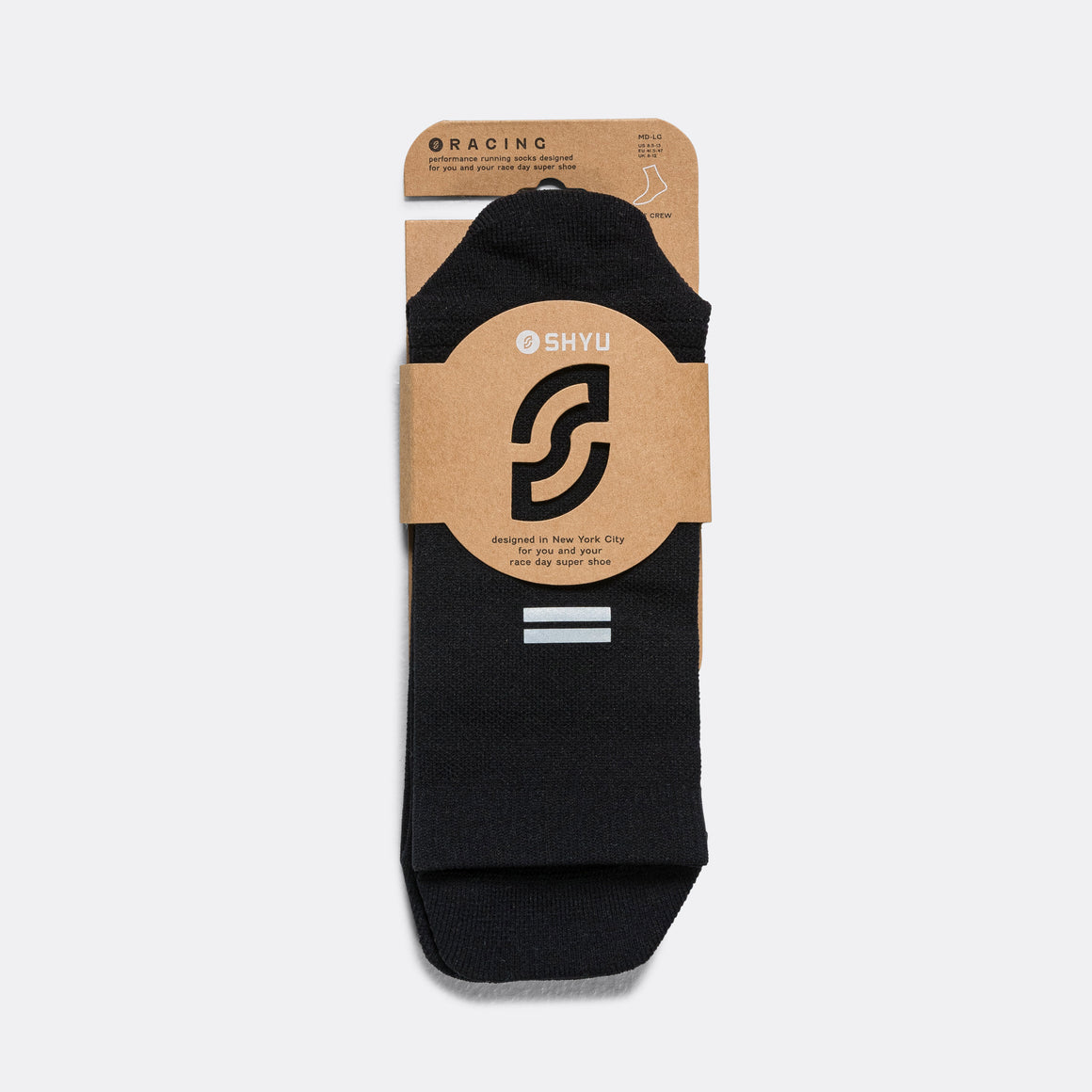 Shyu - Half Crew Racing Socks - Black/Black/Black - Up There Athletics
