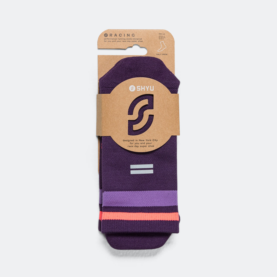 Shyu - Half Crew Racing Socks - Purple/Grape/Crimson - Up There Athletics