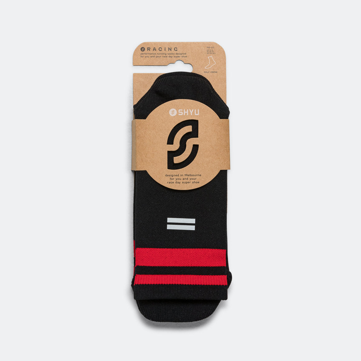 Shyu - Half Crew Racing Socks - Black/Red-Red - Up There Athletics