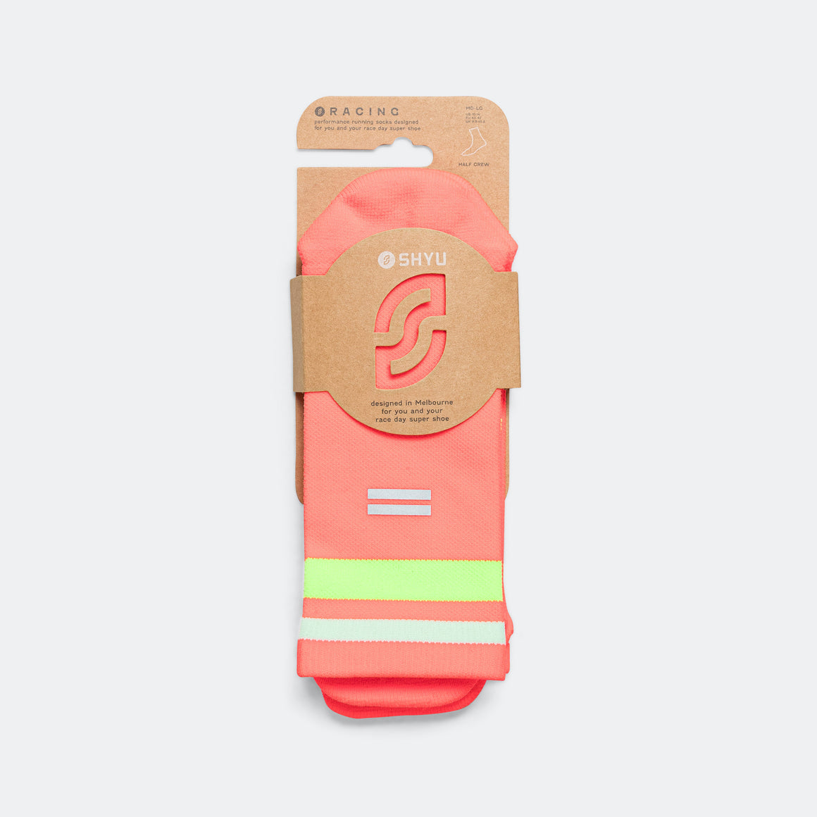 Shyu - Half Crew Racing Socks - Crimson/Lime-Powder - Up There Athletics