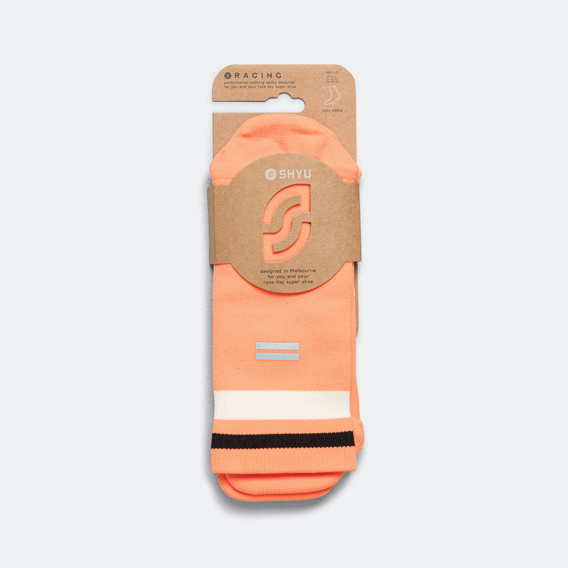 Shyu - Half Crew Racing Socks - Mango/Cream-Black - Up There Athletics