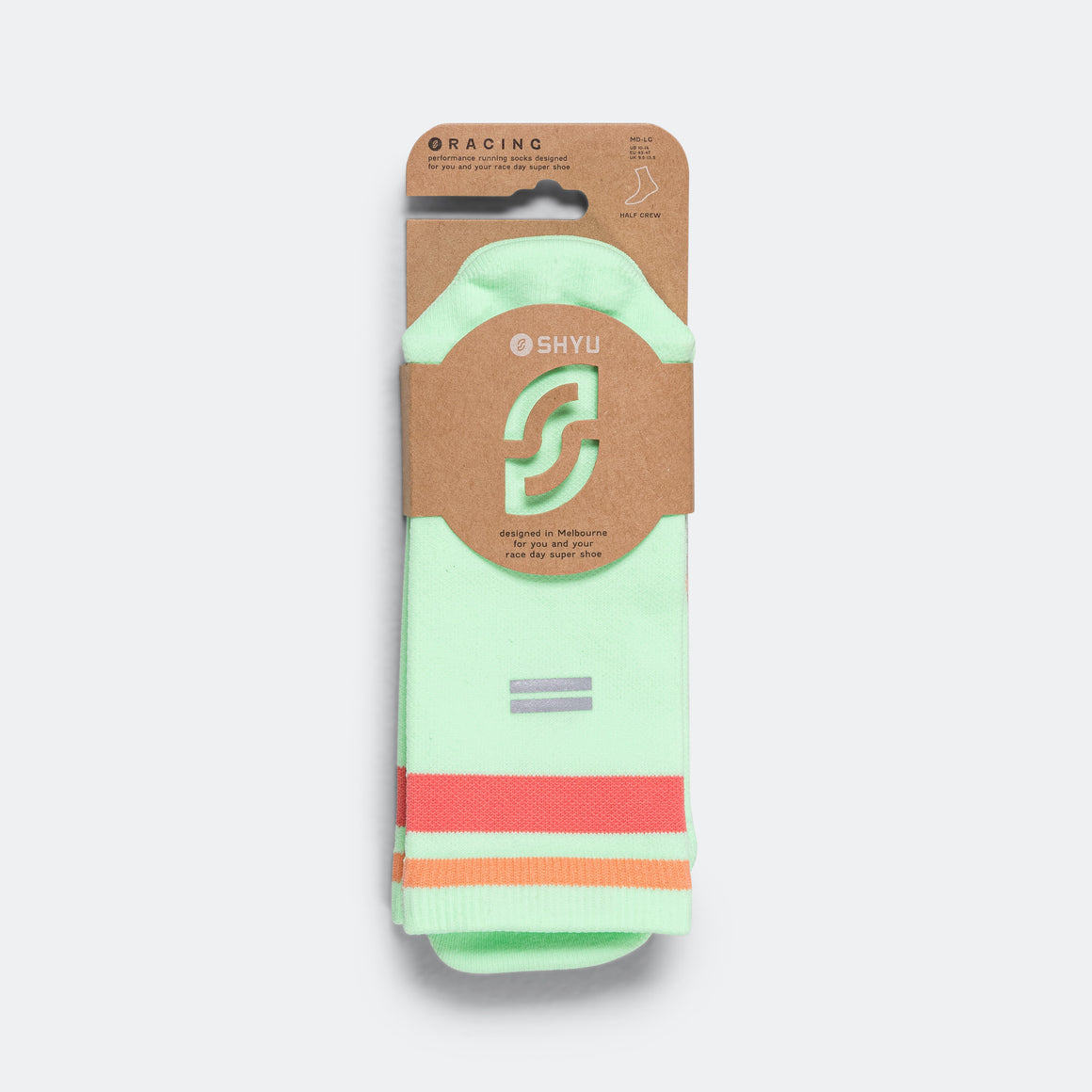 Shyu - Half Crew Racing Socks - Mint/Dust-Clay - Up There Athletics