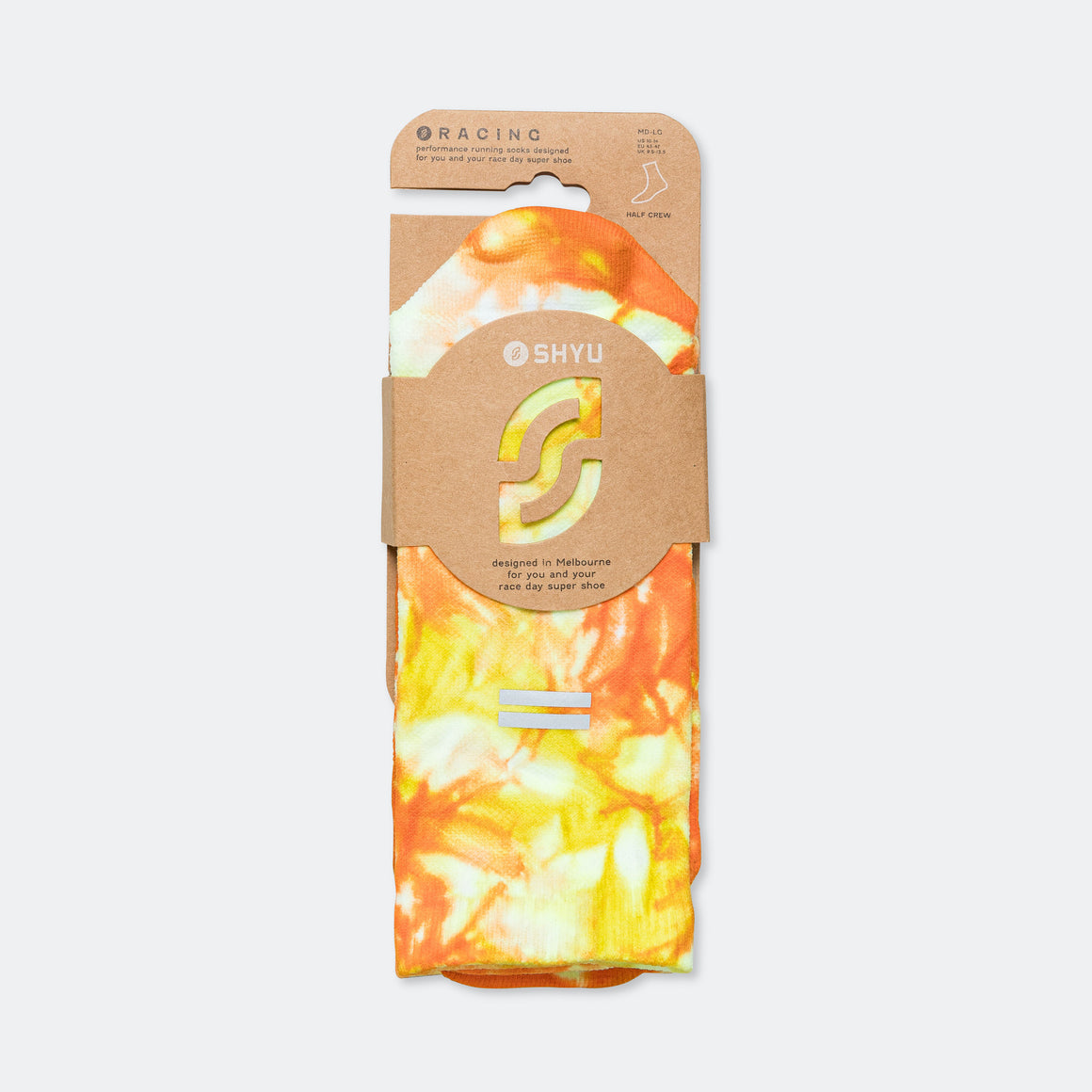 Shyu - Half Crew Racing Socks - Orange/Zest-White - Up There Athletics