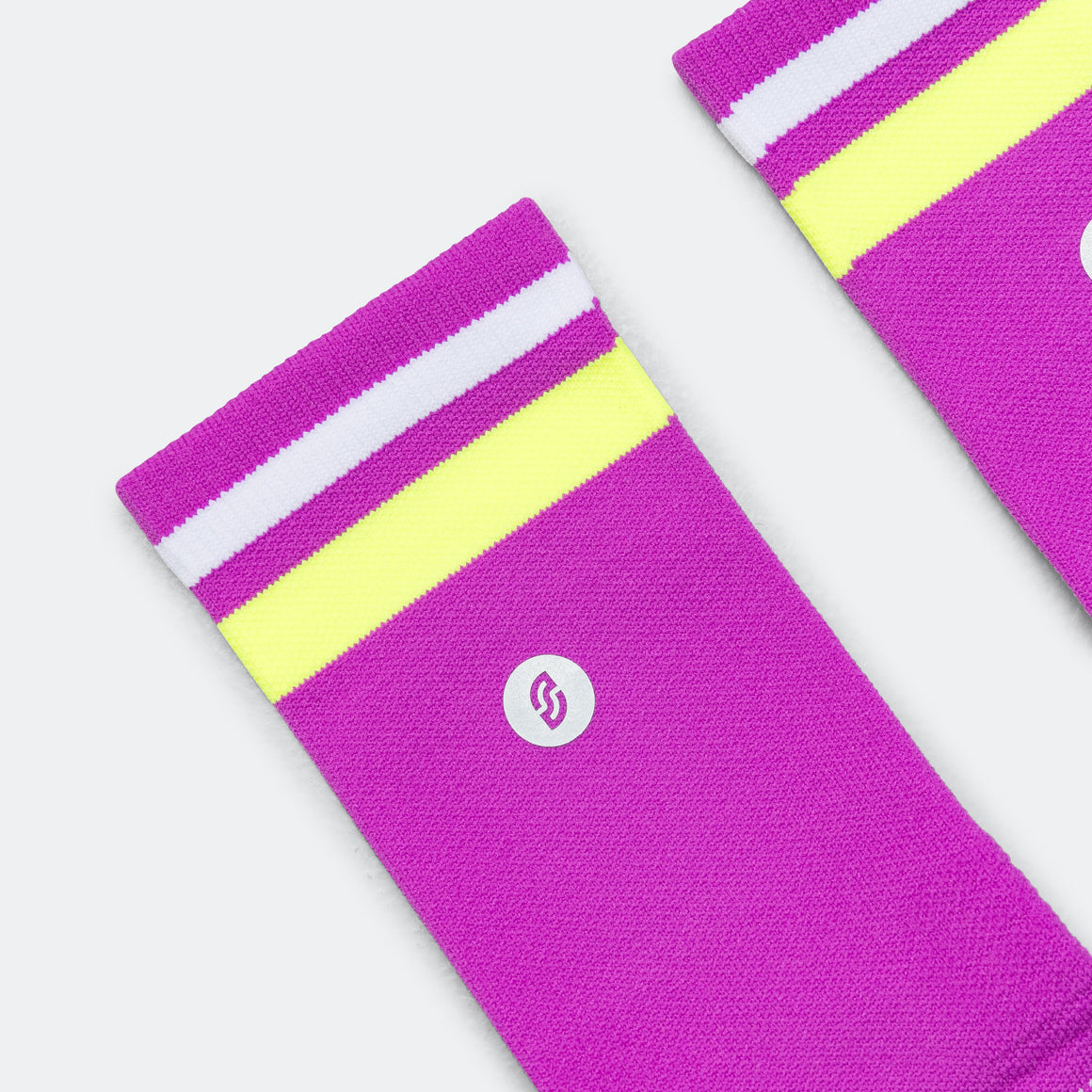 Shyu - Half Crew Racing Socks - Purple/Neon-White - Up There Athletics