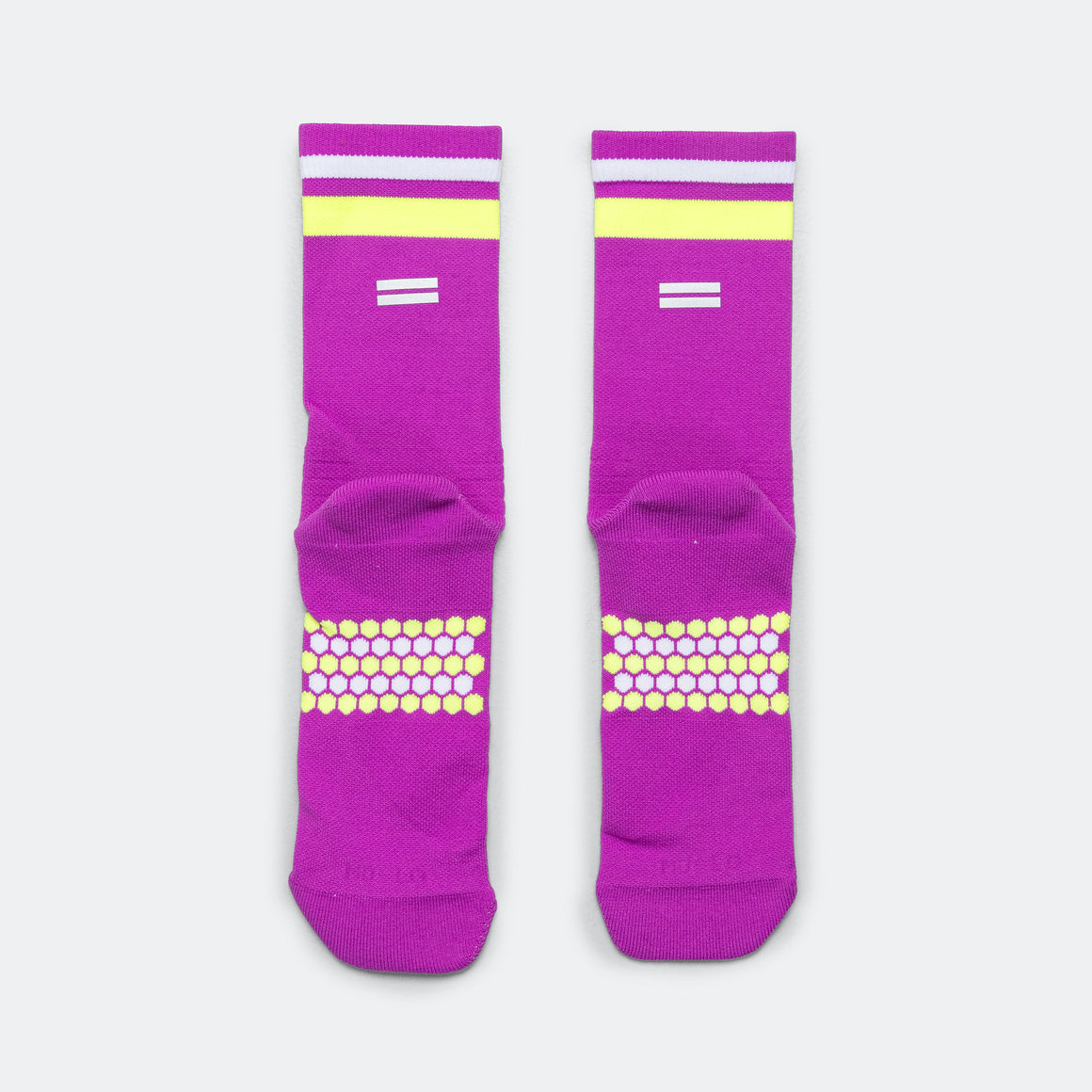 Shyu - Half Crew Racing Socks - Purple/Neon-White - Up There Athletics