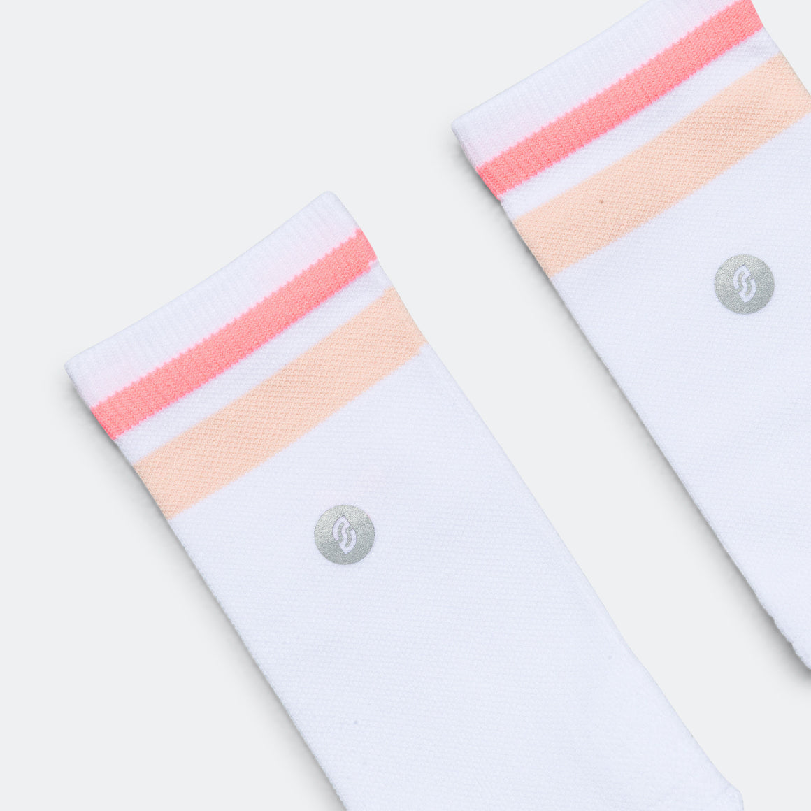 Shyu - Half Crew Racing Socks - White/Peach-Melon - Up There Athletics