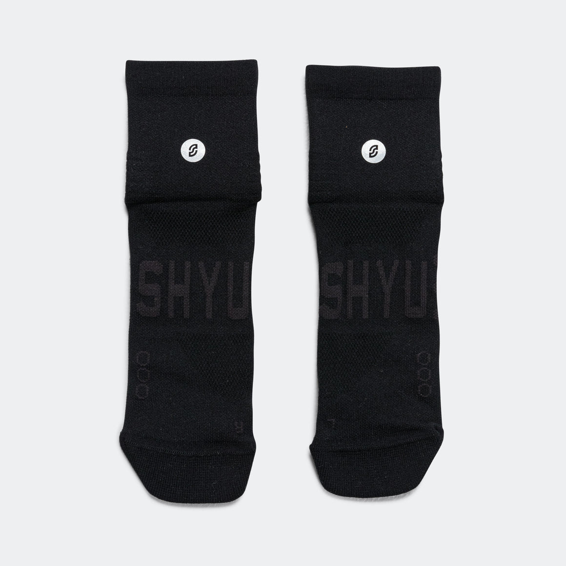 Shyu - Quarter Crew Racing Socks - Black/Black/Black - Up There Athletics