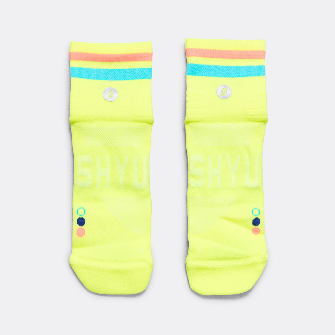 Shyu - Quarter Crew Racing Sock - Volt/Pacific/Orange - Up There Athletics