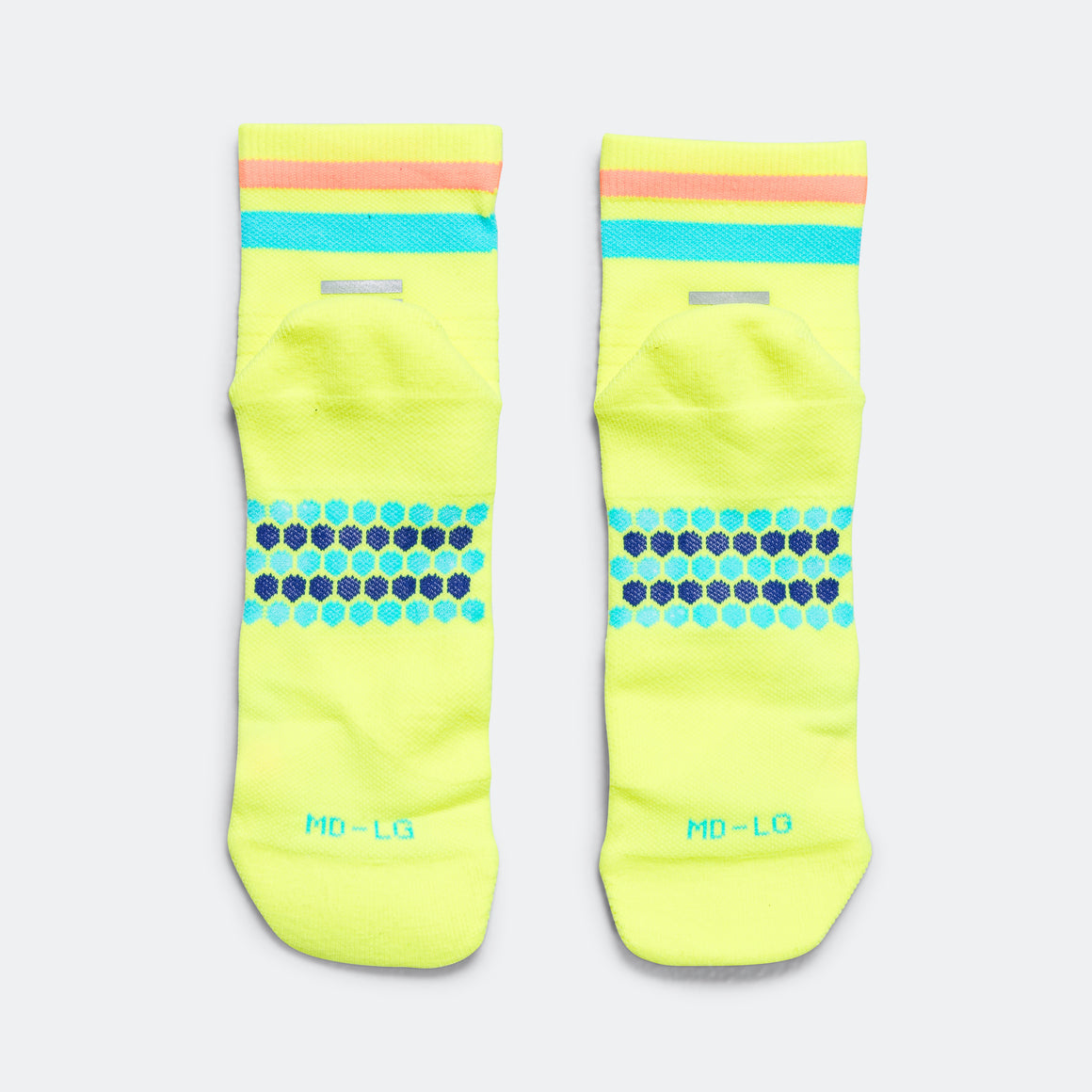 Shyu - Quarter Crew Racing Sock - Volt/Pacific/Orange - Up There Athletics