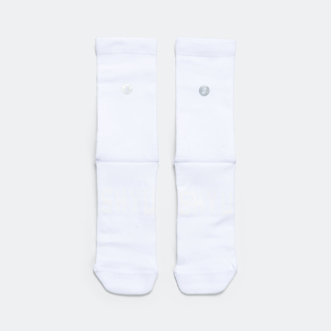 Shyu - Half Crew Racing Socks - White/White - Up There Athletics