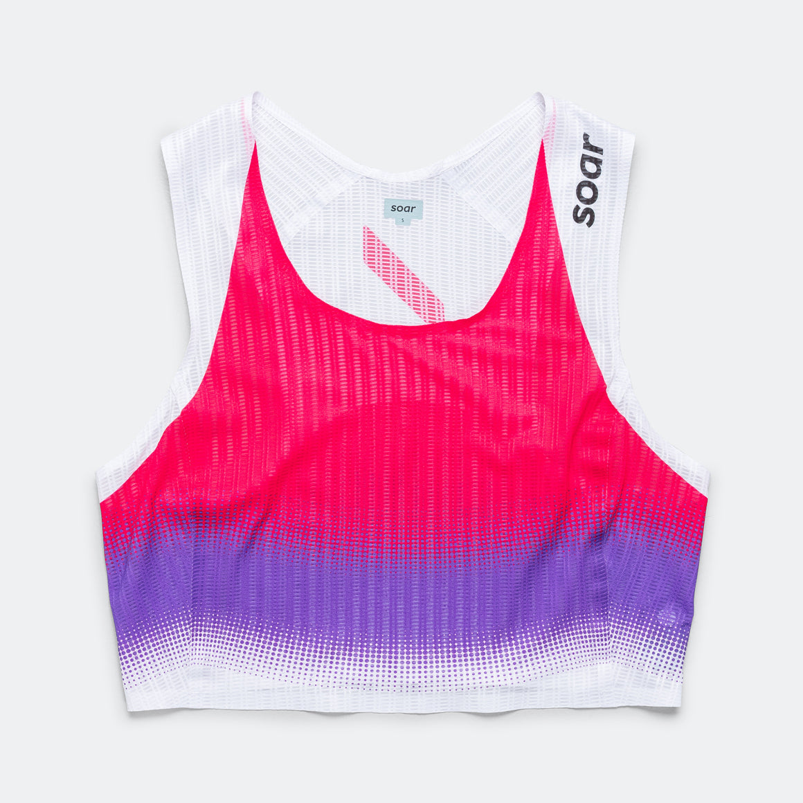 Soar - Womens Crop Race Vest - Red/Purple Stripe - Up There Athletics