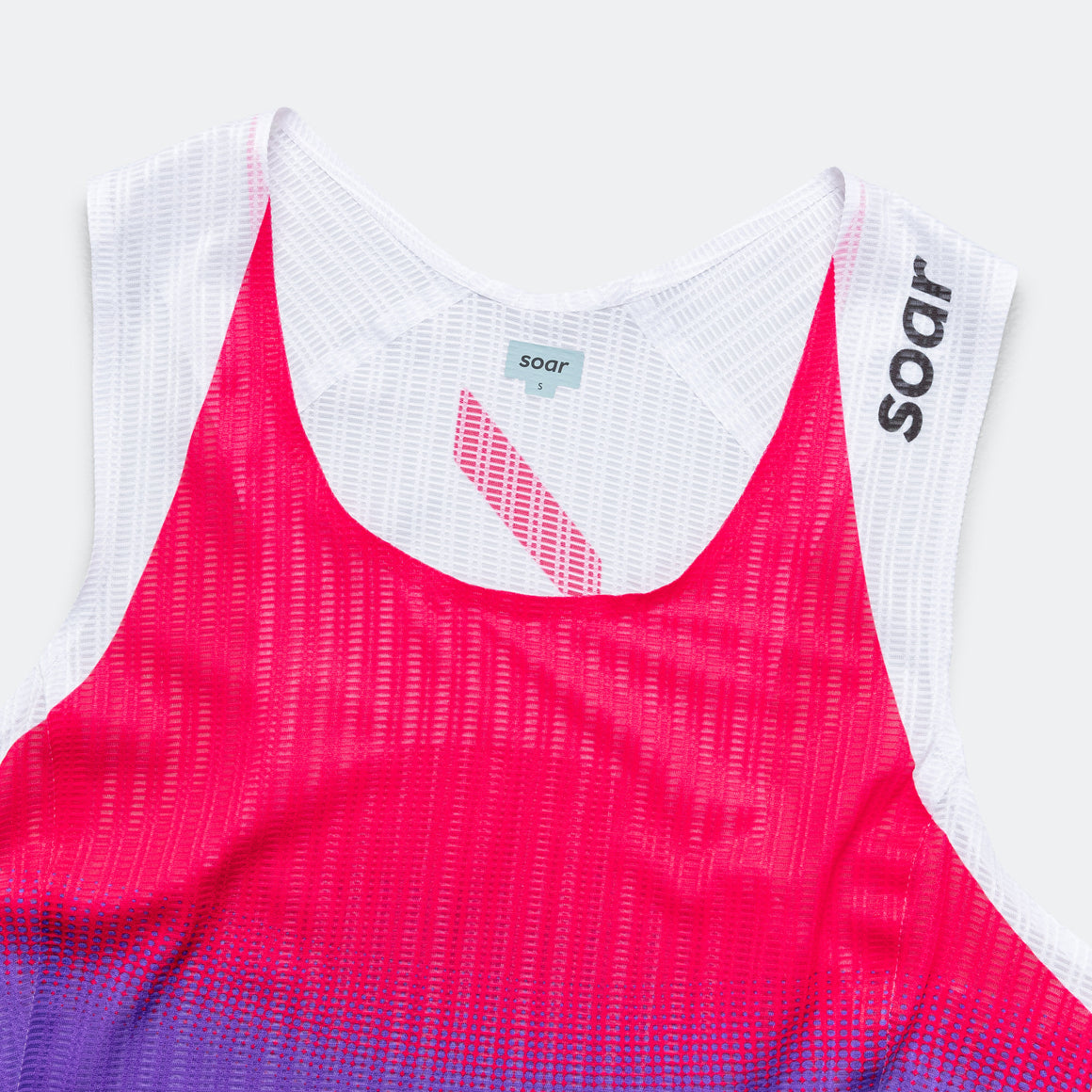 Soar - Womens Crop Race Vest - Red/Purple Stripe - Up There Athletics