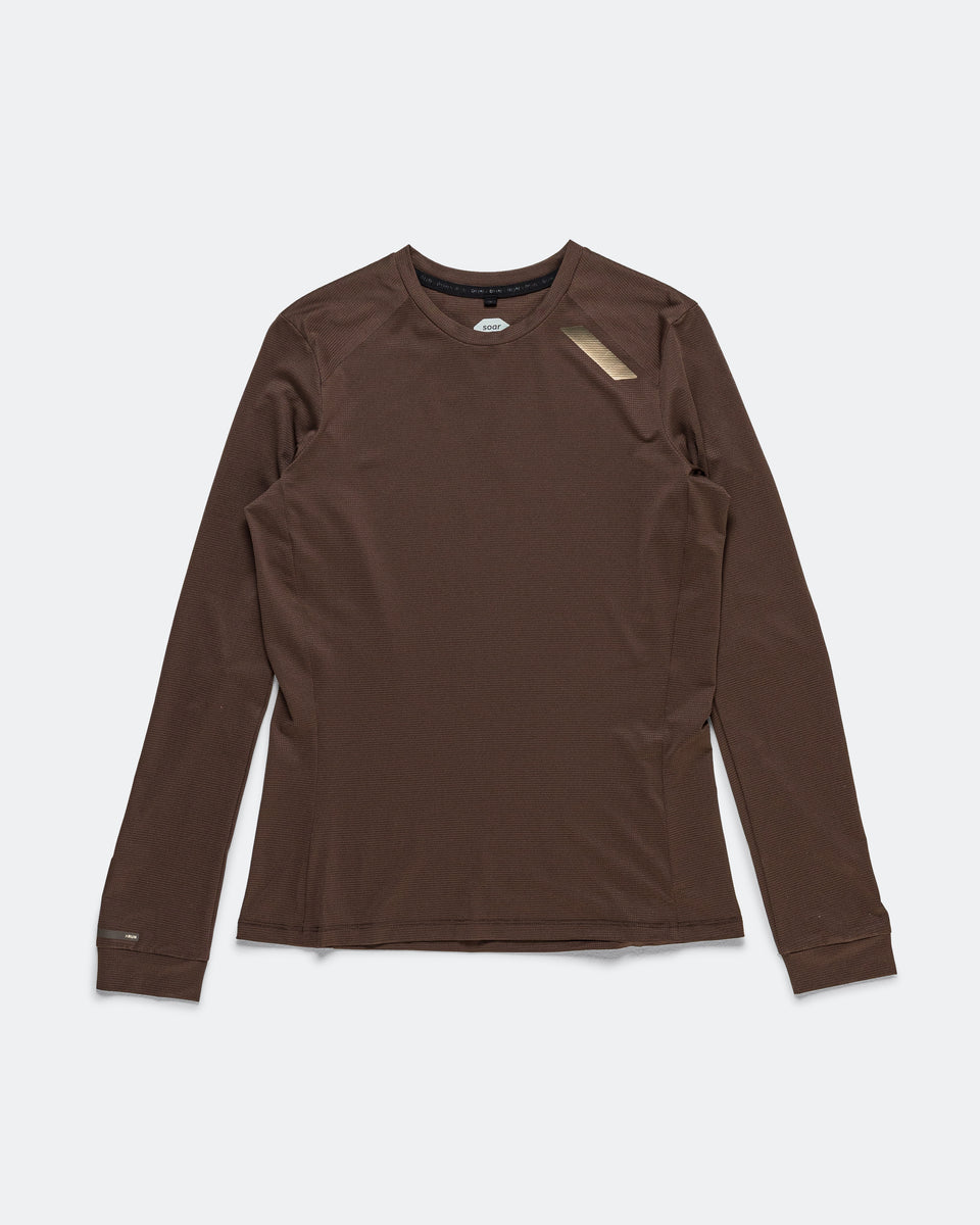 Soar - Womens LS Tech T - Dark Brown | Up There Athletics