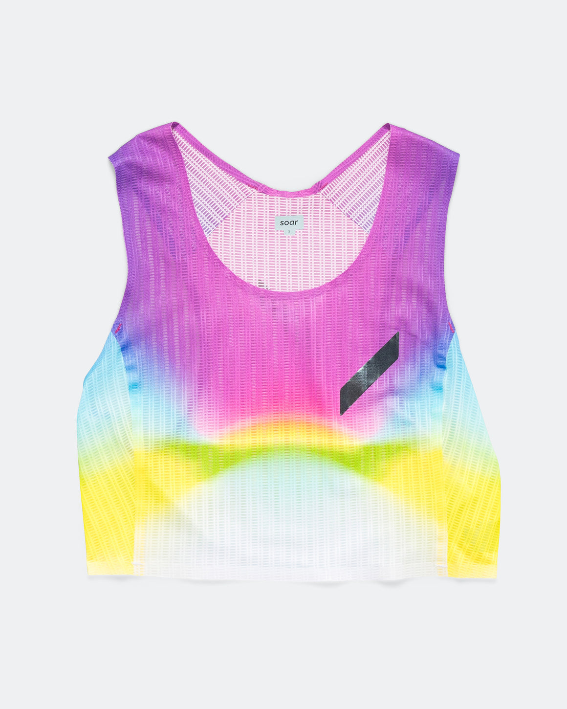 Soar - Womens Race Crop - White/Summer Rainbow - Up There Athletics