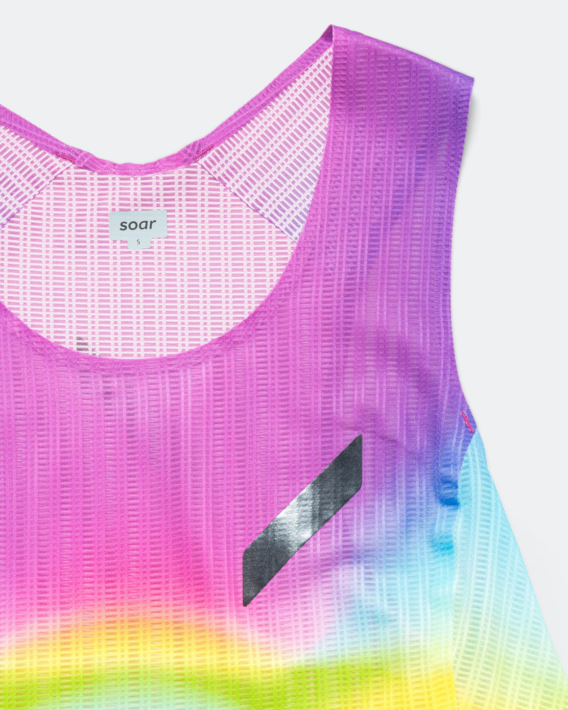Soar - Womens Race Crop - White/Summer Rainbow - Up There Athletics